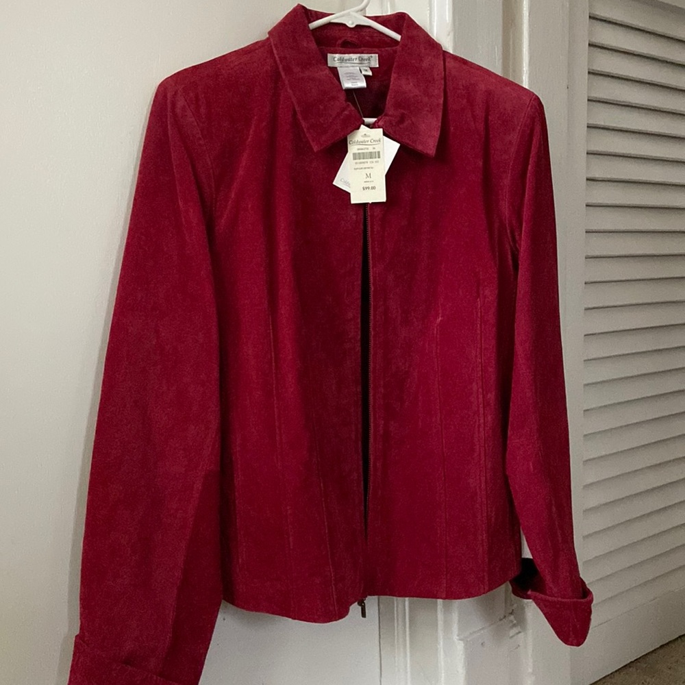 Coldwater creek red sueded suede leather blazer